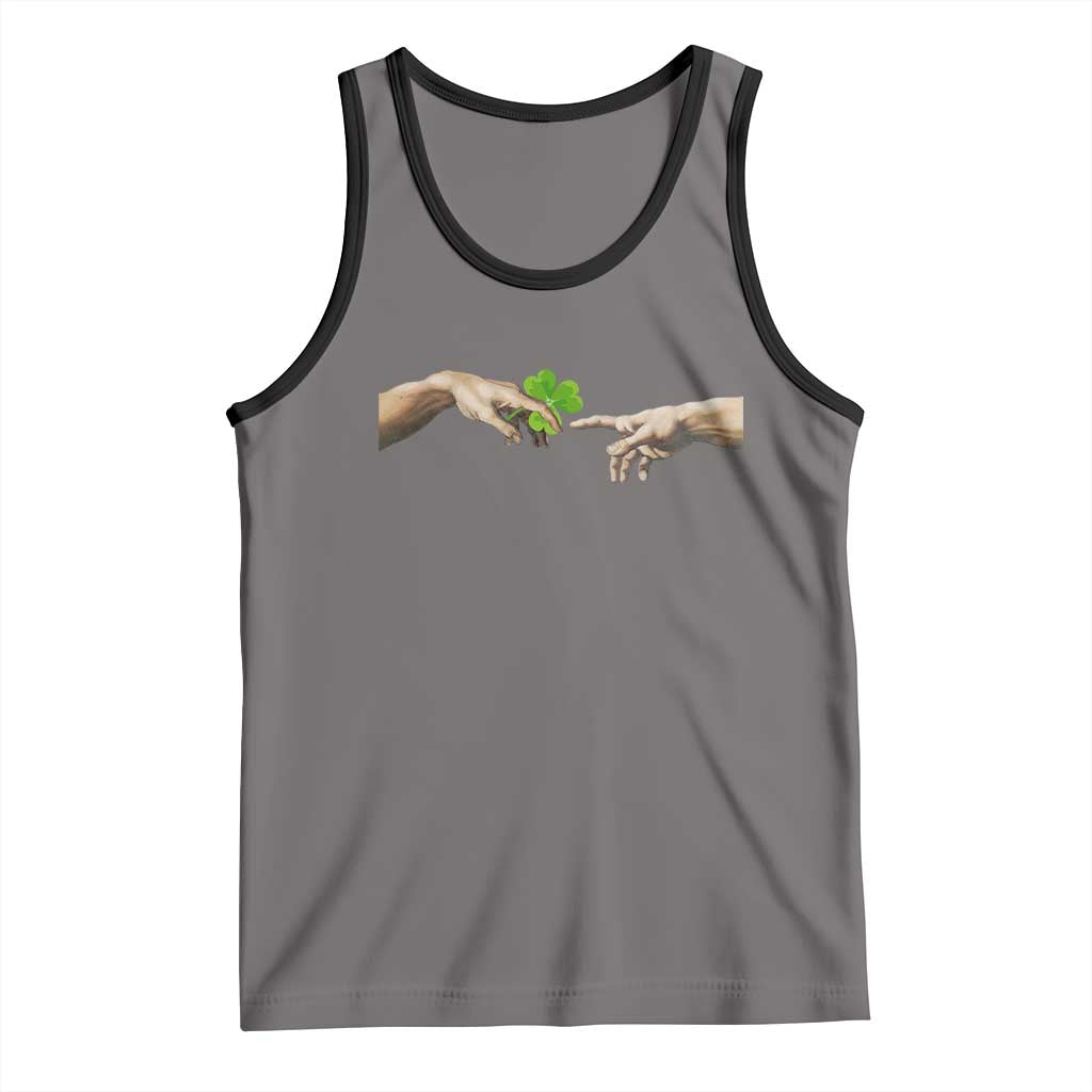 Funny St Patricks Day Shamrock The Creation of Adam Meme Tank Top