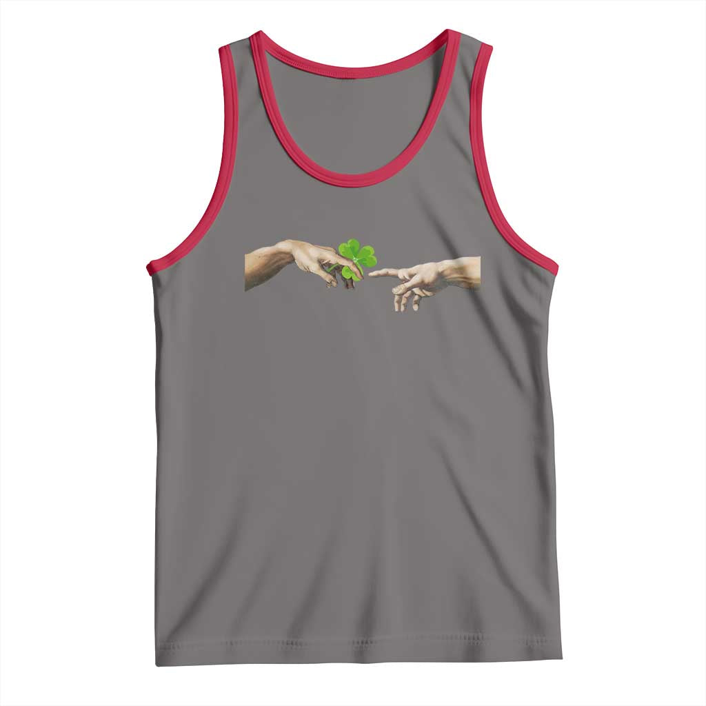 Funny St Patricks Day Shamrock The Creation of Adam Meme Tank Top