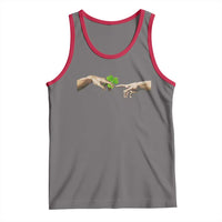 Funny St Patricks Day Shamrock The Creation of Adam Meme Tank Top