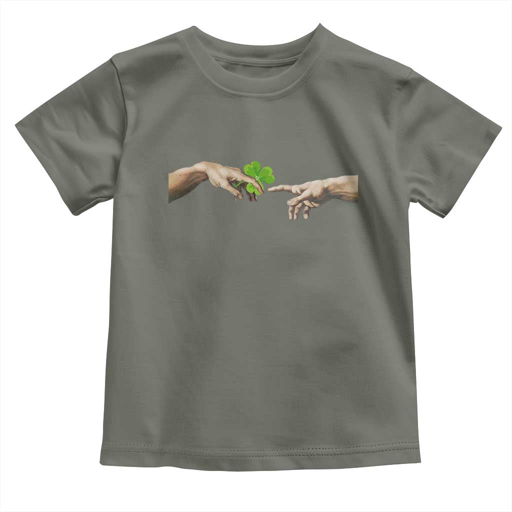 Funny St Patricks Day Shamrock The Creation of Adam Meme Toddler T Shirt