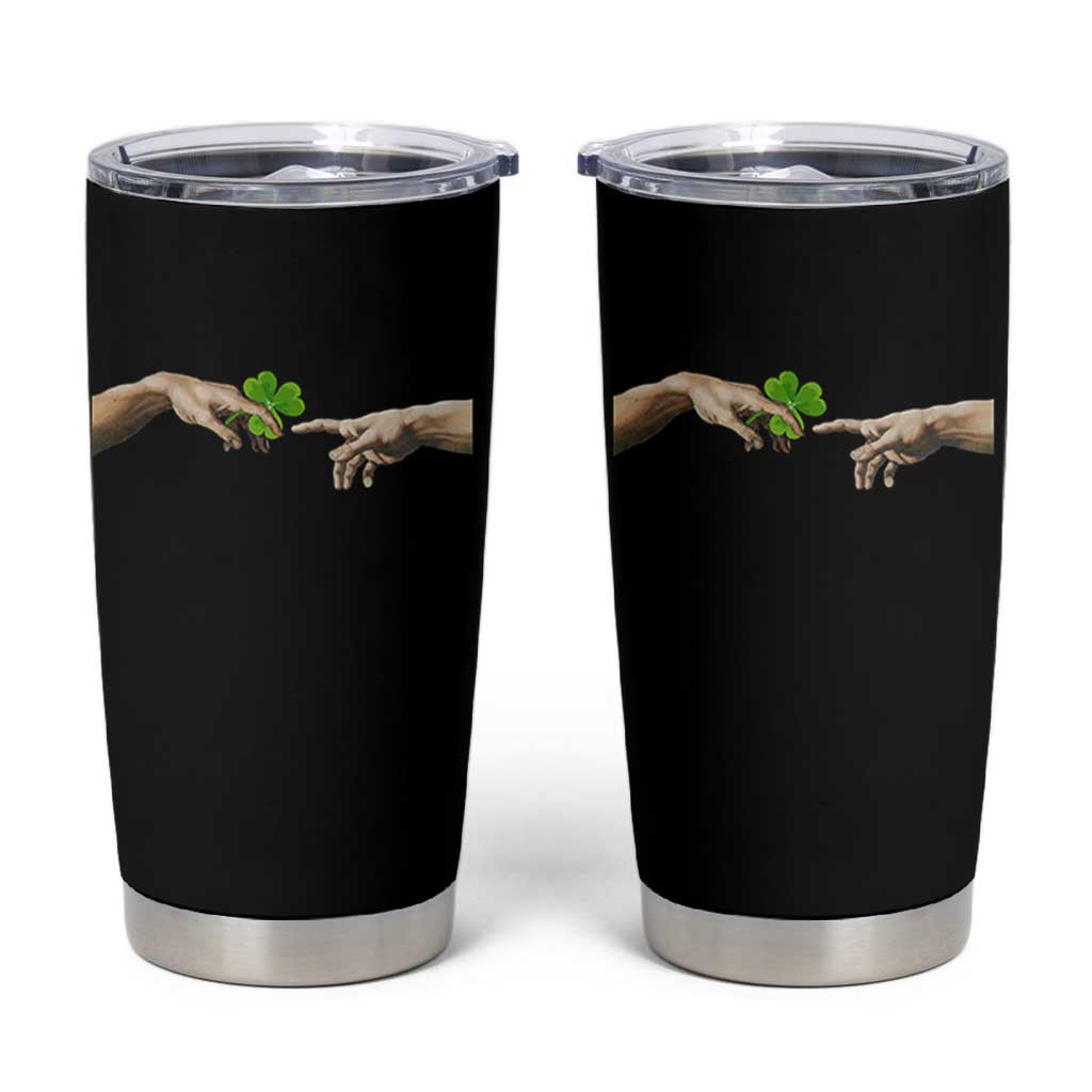 Funny St Patricks Day Shamrock The Creation of Adam Meme Tumbler Cup