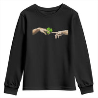 Funny St Patricks Day Shamrock The Creation of Adam Meme Youth Sweatshirt