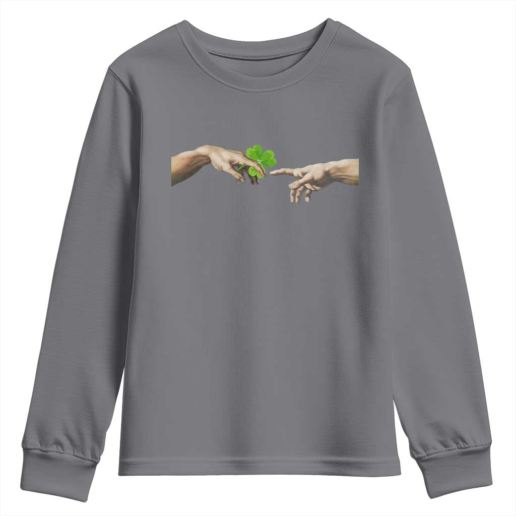 Funny St Patricks Day Shamrock The Creation of Adam Meme Youth Sweatshirt