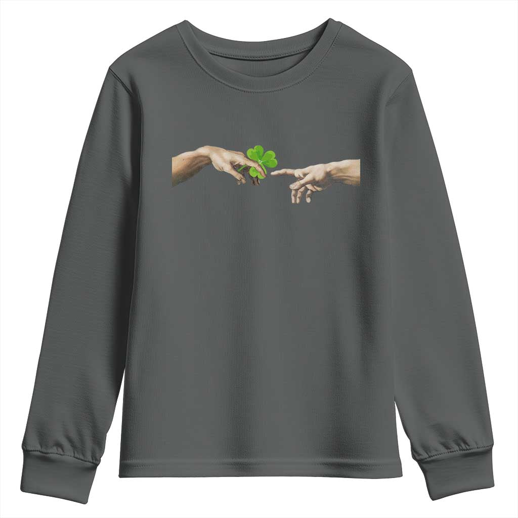 Funny St Patricks Day Shamrock The Creation of Adam Meme Youth Sweatshirt