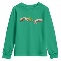 Funny St Patricks Day Shamrock The Creation of Adam Meme Youth Sweatshirt