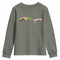 Funny St Patricks Day Shamrock The Creation of Adam Meme Youth Sweatshirt