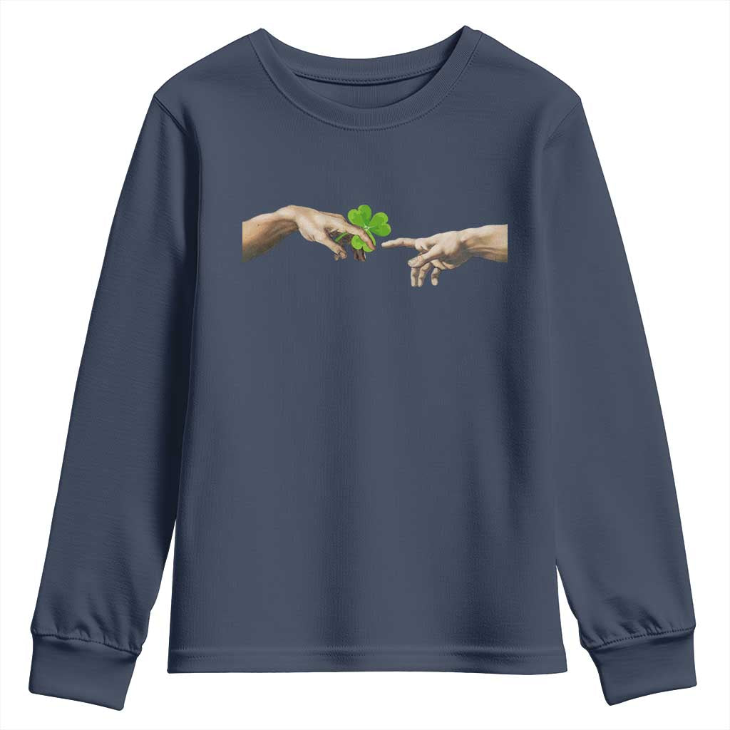 Funny St Patricks Day Shamrock The Creation of Adam Meme Youth Sweatshirt
