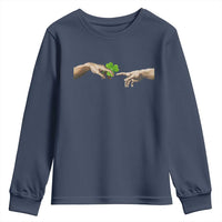 Funny St Patricks Day Shamrock The Creation of Adam Meme Youth Sweatshirt