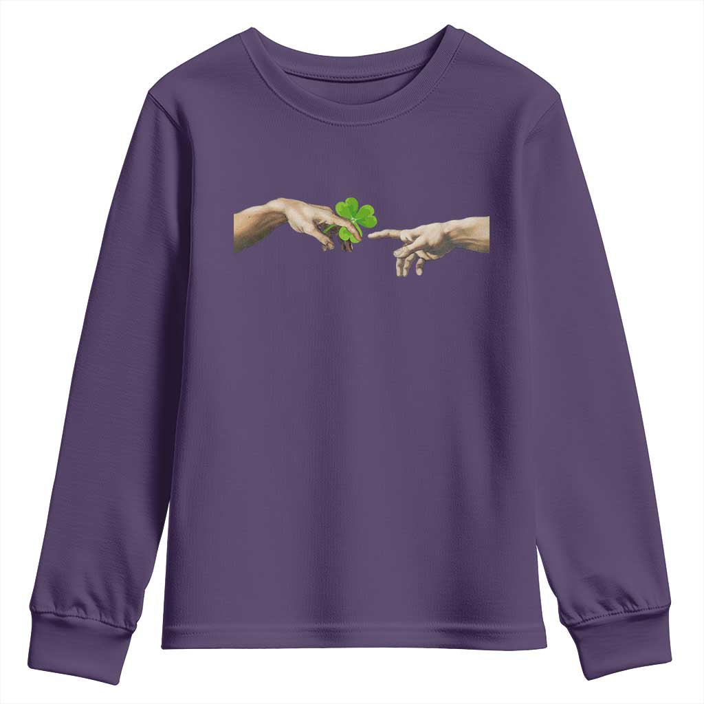 Funny St Patricks Day Shamrock The Creation of Adam Meme Youth Sweatshirt