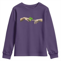 Funny St Patricks Day Shamrock The Creation of Adam Meme Youth Sweatshirt