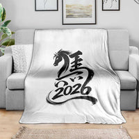 Chinese New Year 2026 Throw Blanket Year of The Horse Calligraphy Ink Art