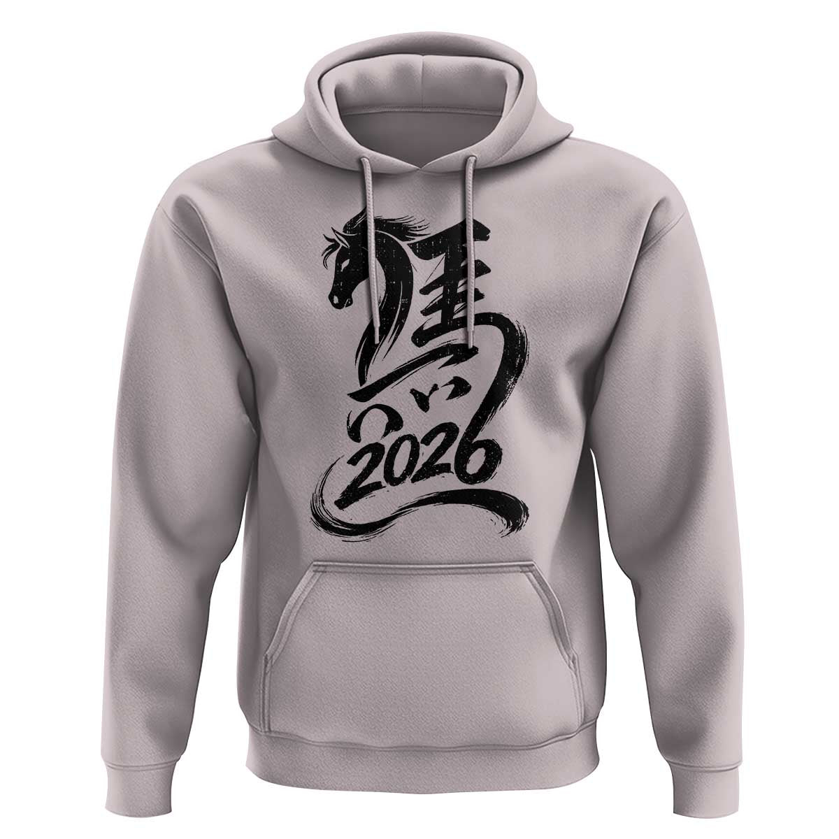 Chinese New Year 2026 Hoodie Year of The Horse Calligraphy Ink Art