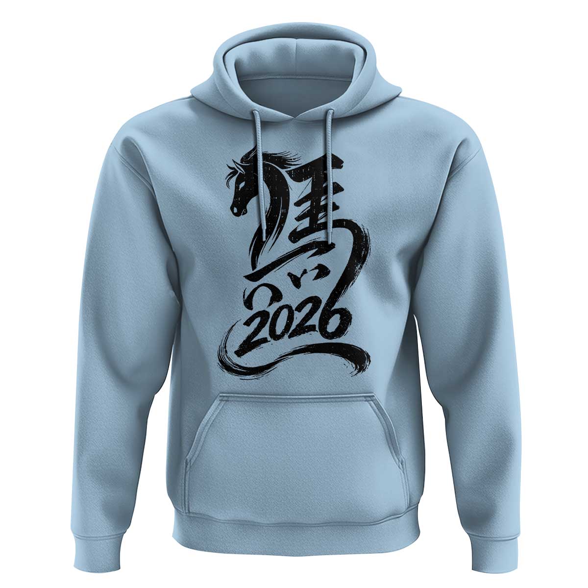 Chinese New Year 2026 Hoodie Year of The Horse Calligraphy Ink Art