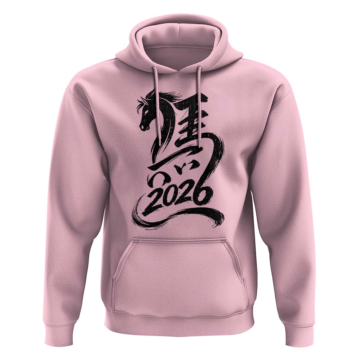 Chinese New Year 2026 Hoodie Year of The Horse Calligraphy Ink Art