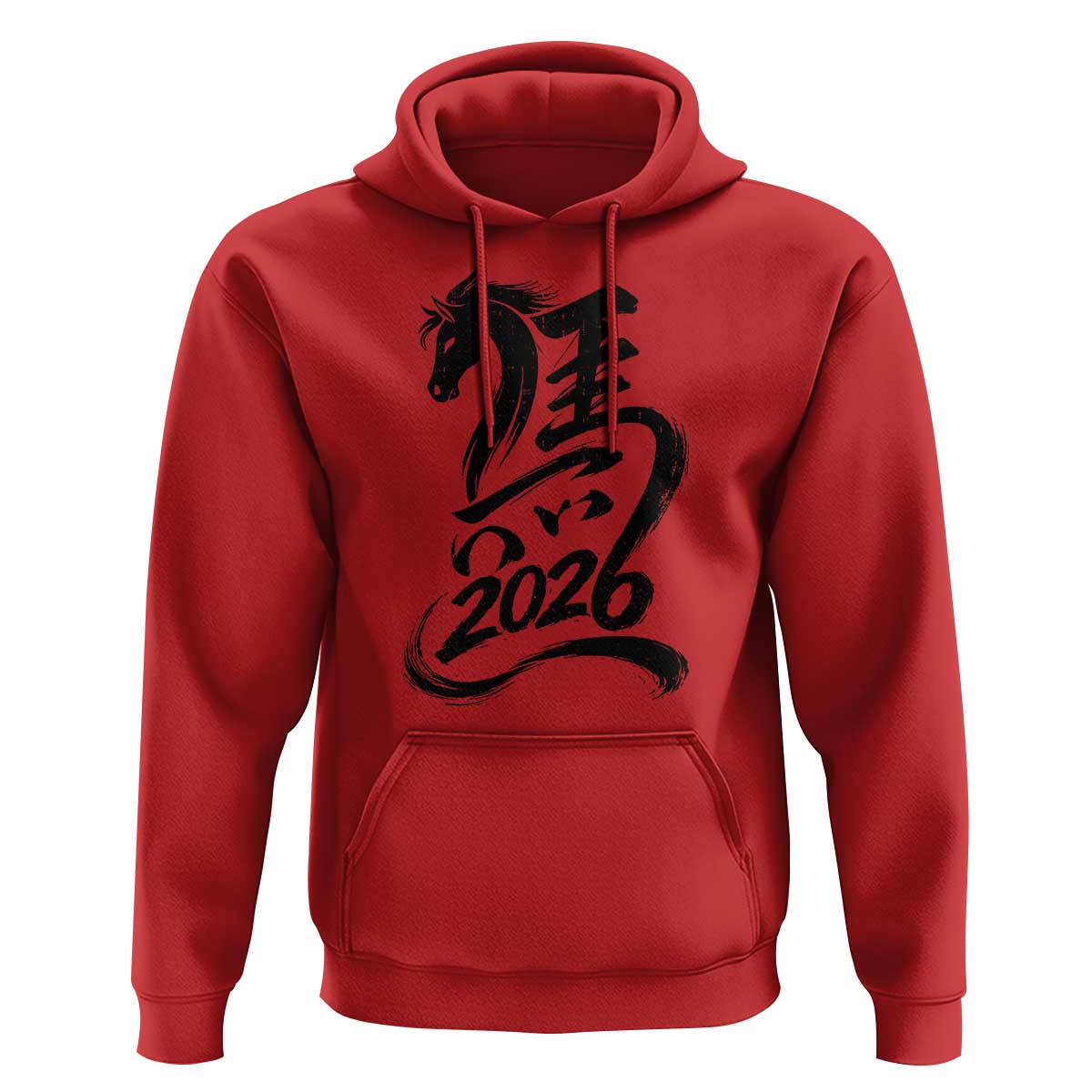Chinese New Year 2026 Hoodie Year of The Horse Calligraphy Ink Art