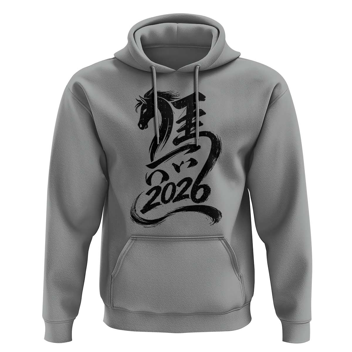 Chinese New Year 2026 Hoodie Year of The Horse Calligraphy Ink Art