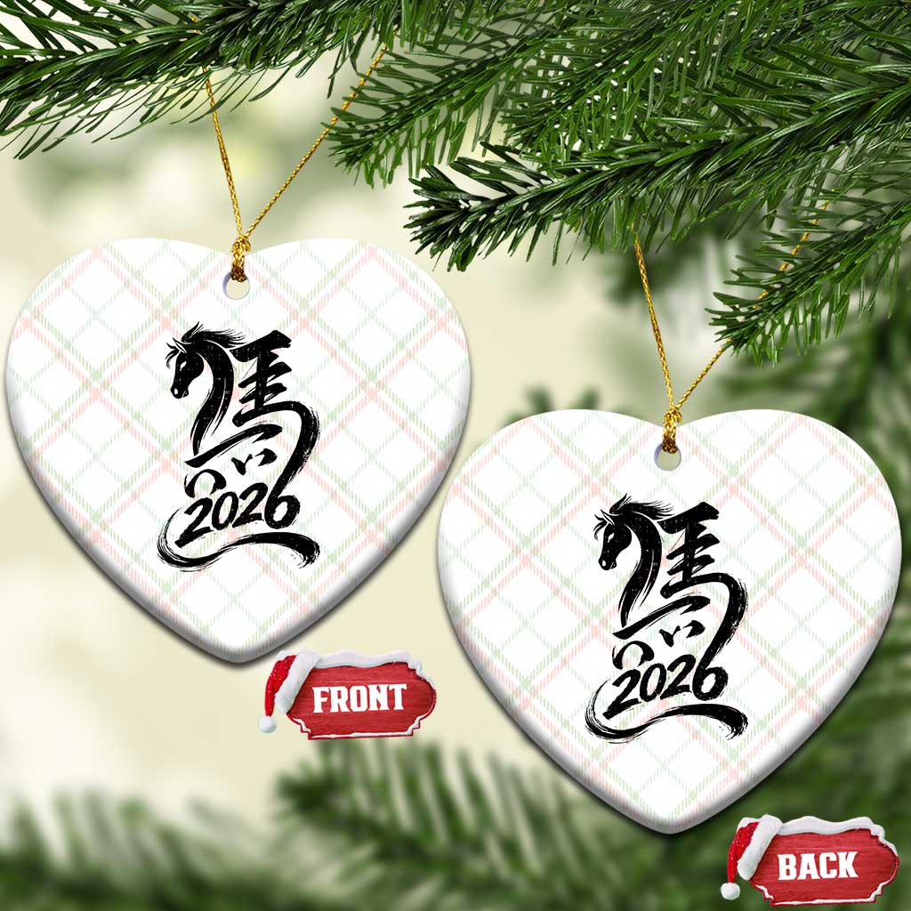 Chinese New Year 2026 Ceramic Ornament Year of The Horse Calligraphy Ink Art