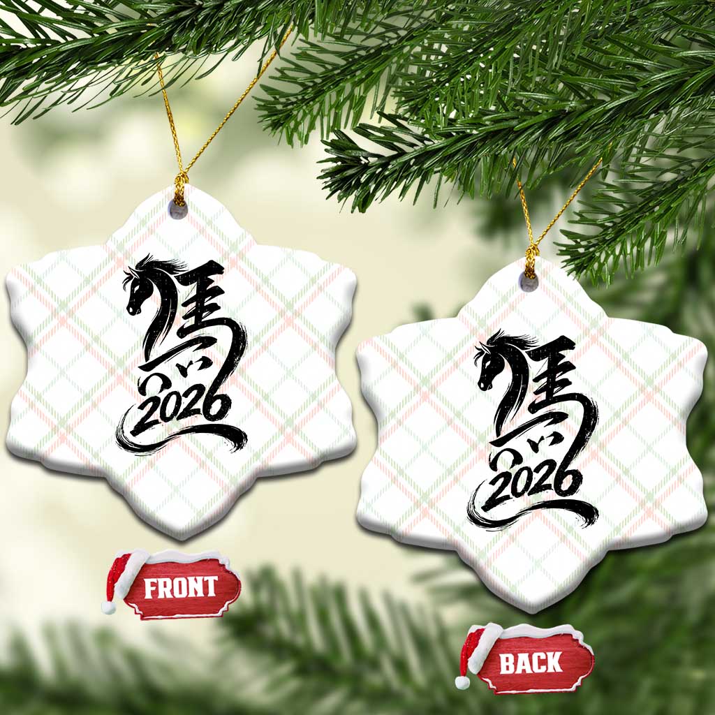 Chinese New Year 2026 Ceramic Ornament Year of The Horse Calligraphy Ink Art