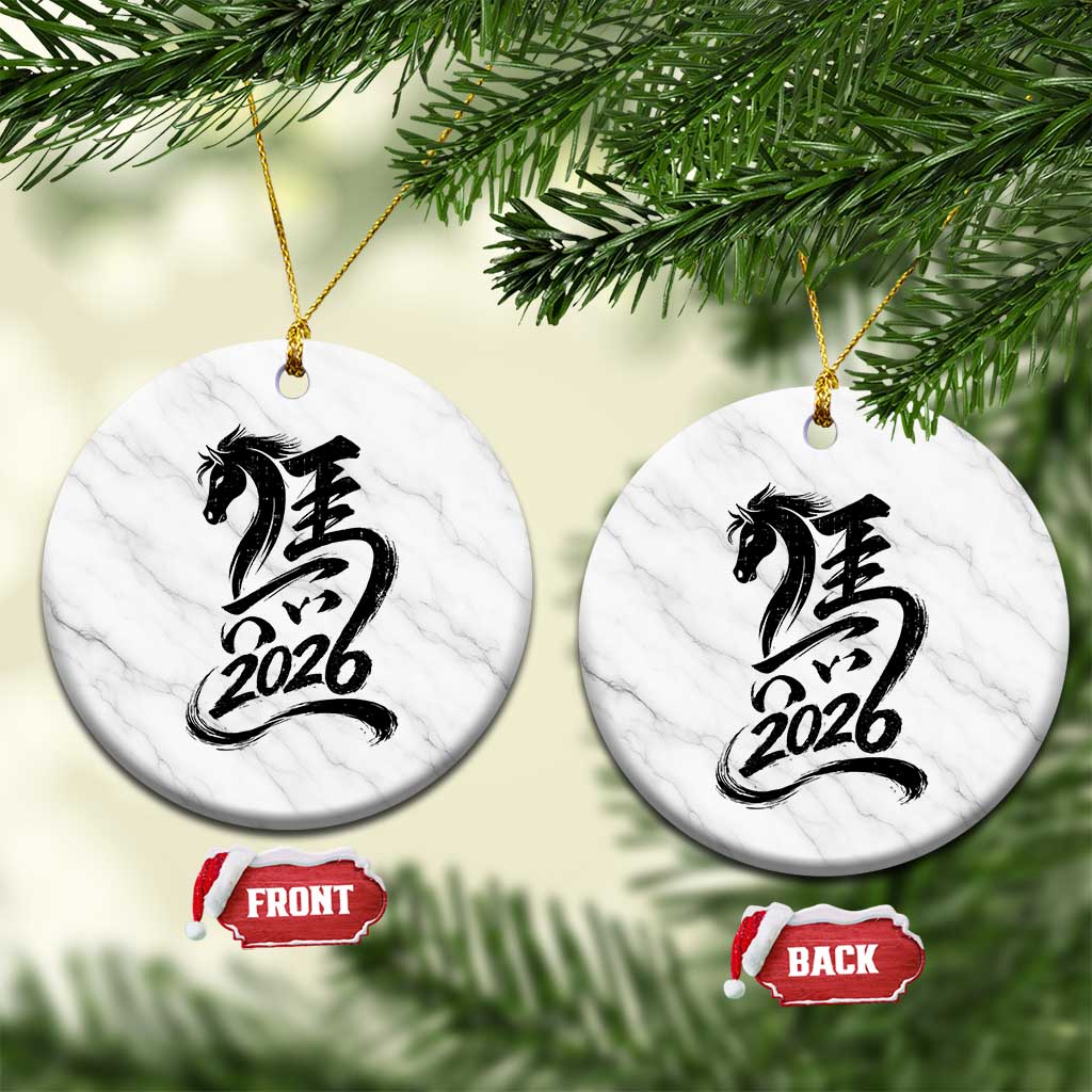 Chinese New Year 2026 Ceramic Ornament Year of The Horse Calligraphy Ink Art
