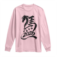 Chinese New Year 2026 Long Sleeve Shirt Year of The Horse Calligraphy Ink Art