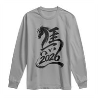 Chinese New Year 2026 Long Sleeve Shirt Year of The Horse Calligraphy Ink Art