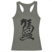 Chinese New Year 2026 Racerback Tank Top Year of The Horse Calligraphy Ink Art