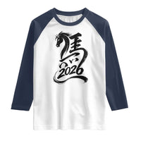 Chinese New Year 2026 Raglan Shirt Year of The Horse Calligraphy Ink Art