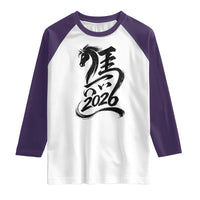 Chinese New Year 2026 Raglan Shirt Year of The Horse Calligraphy Ink Art
