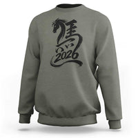 Chinese New Year 2026 Sweatshirt Year of The Horse Calligraphy Ink Art