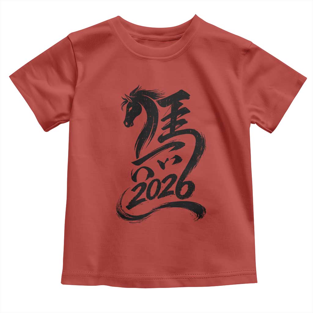 Chinese New Year 2026 Toddler T Shirt Year of The Horse Calligraphy Ink Art