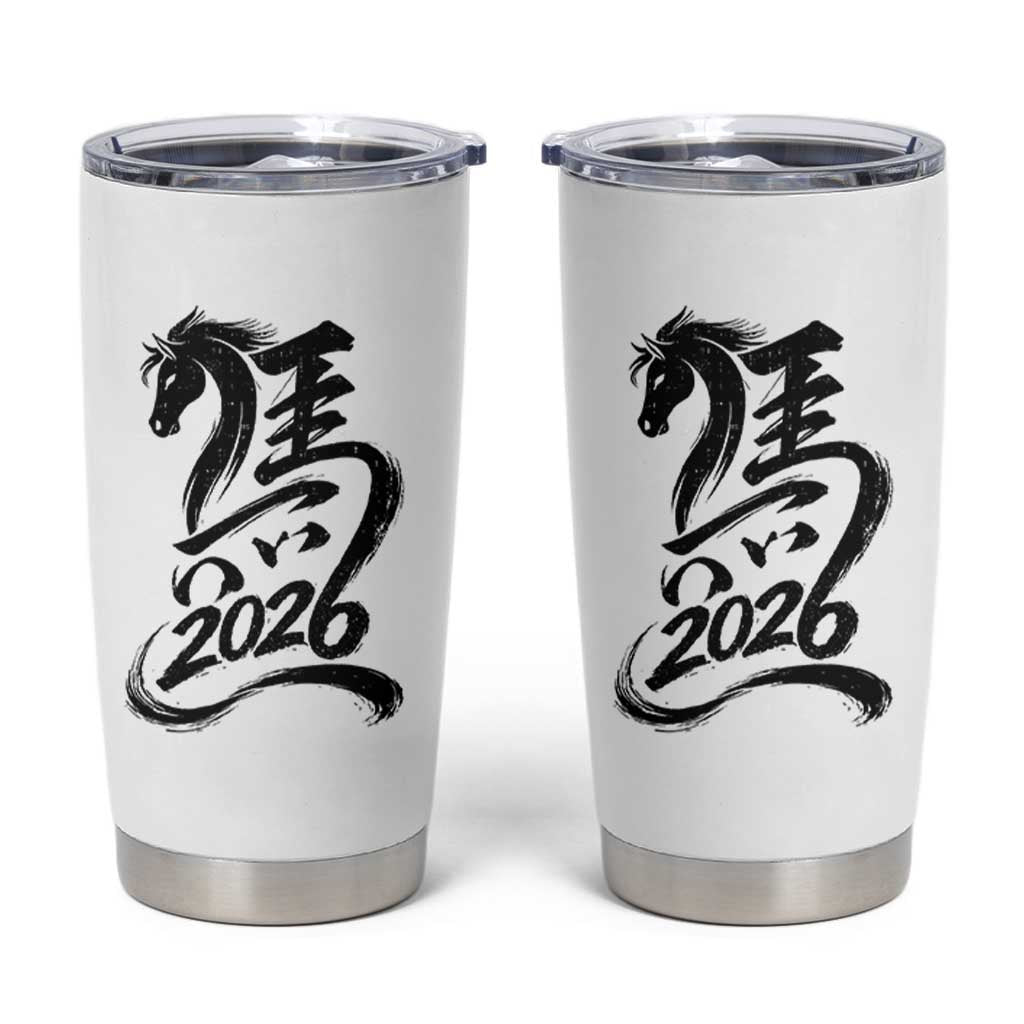 Chinese New Year 2026 Tumbler Cup Year of The Horse Calligraphy Ink Art