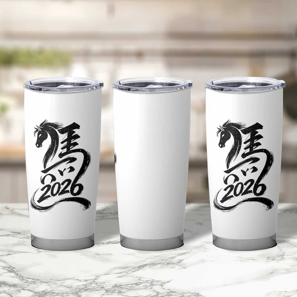 Chinese New Year 2026 Tumbler Cup Year of The Horse Calligraphy Ink Art