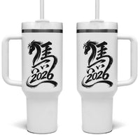 Chinese New Year 2026 Tumbler With Handle Year of The Horse Calligraphy Ink Art