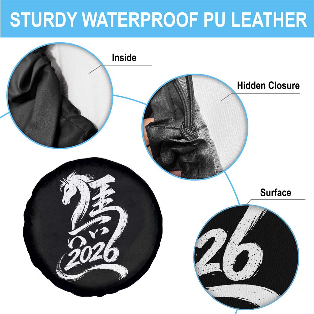 Chinese New Year 2026 Spare Tire Cover Year of The Horse Chinese Calligraphy Art