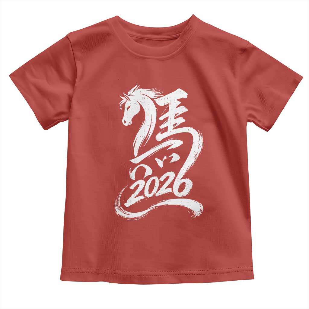Chinese New Year 2026 Toddler T Shirt Year of The Horse Chinese Calligraphy Art