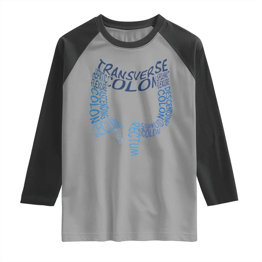 Funny GI Endoscopy Nurse Raglan Shirt Vintage Retro Colon Anatomy Colonoscopy