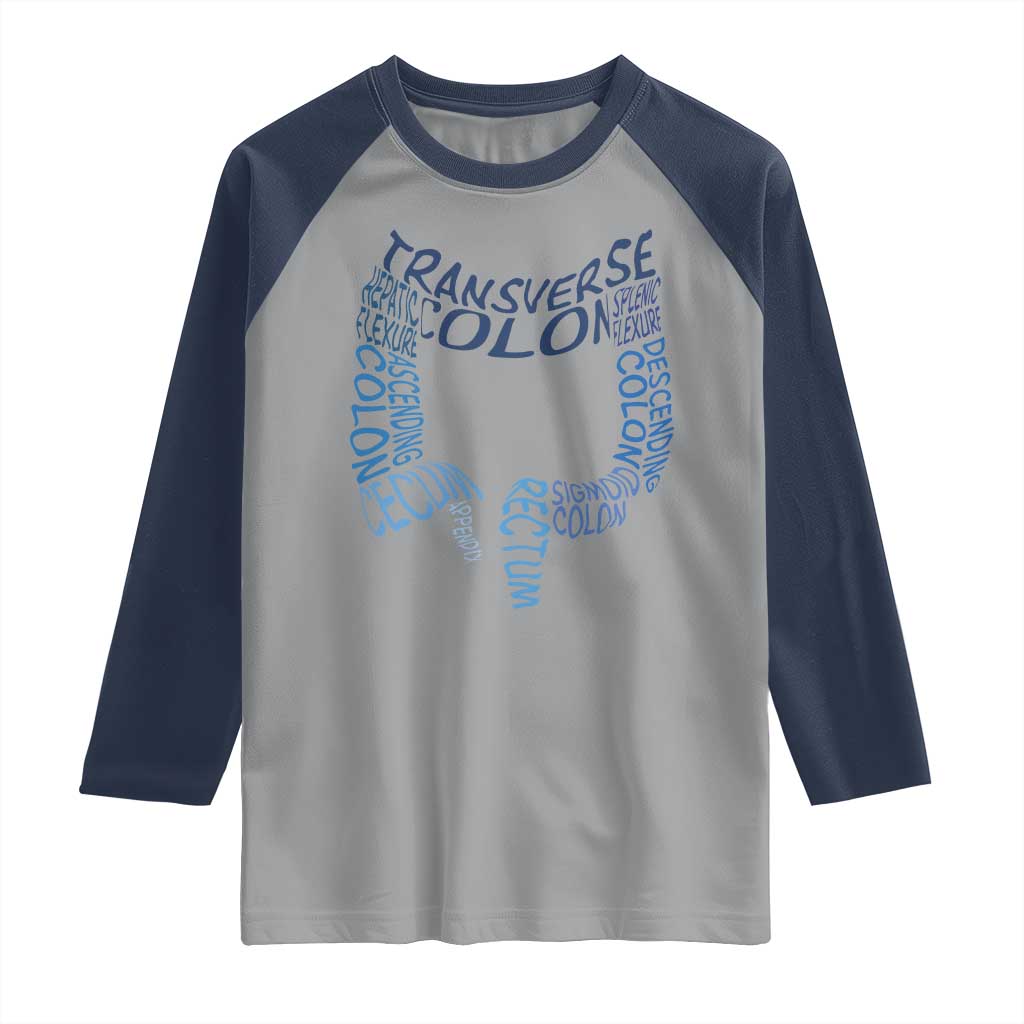 Funny GI Endoscopy Nurse Raglan Shirt Vintage Retro Colon Anatomy Colonoscopy