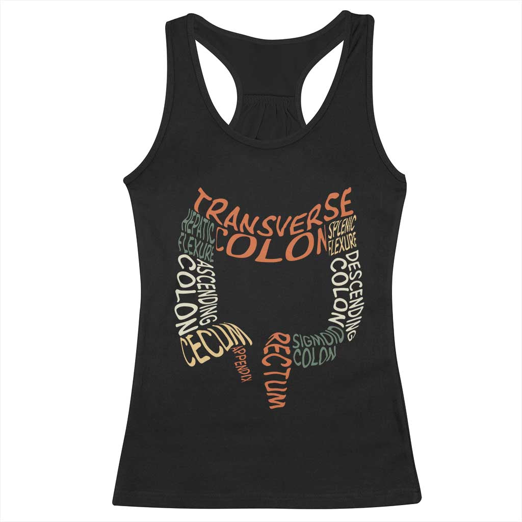 Funny GI Endoscopy Nurse Racerback Tank Top Colon Anatomy Colonoscopy