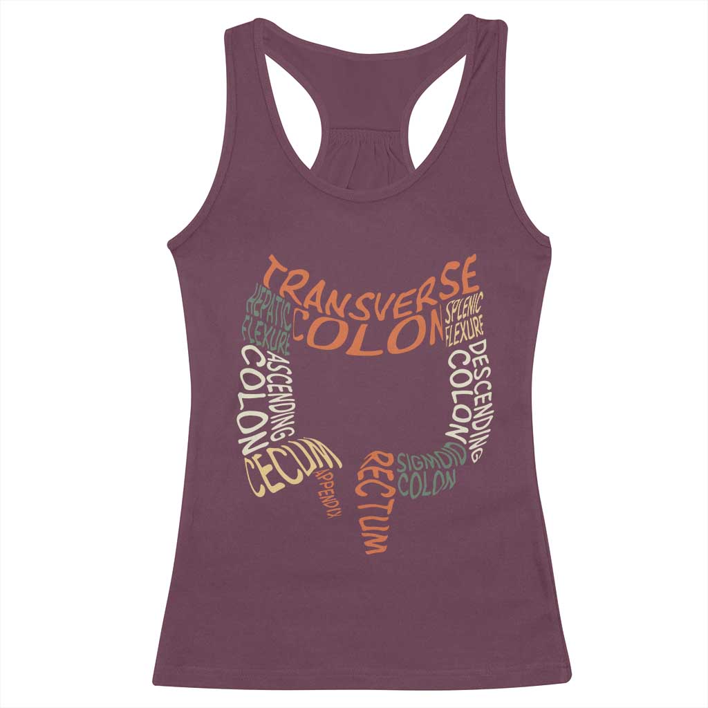 Funny GI Endoscopy Nurse Racerback Tank Top Colon Anatomy Colonoscopy