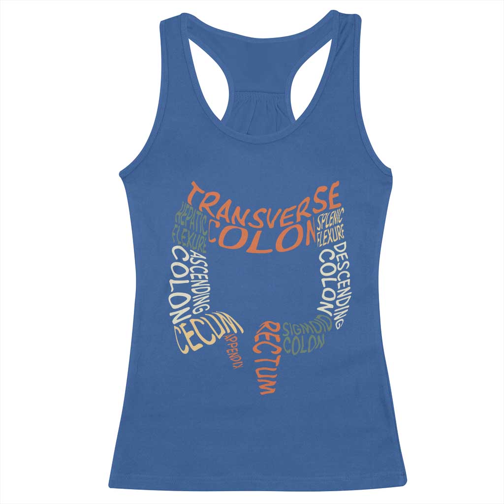 Funny GI Endoscopy Nurse Racerback Tank Top Colon Anatomy Colonoscopy