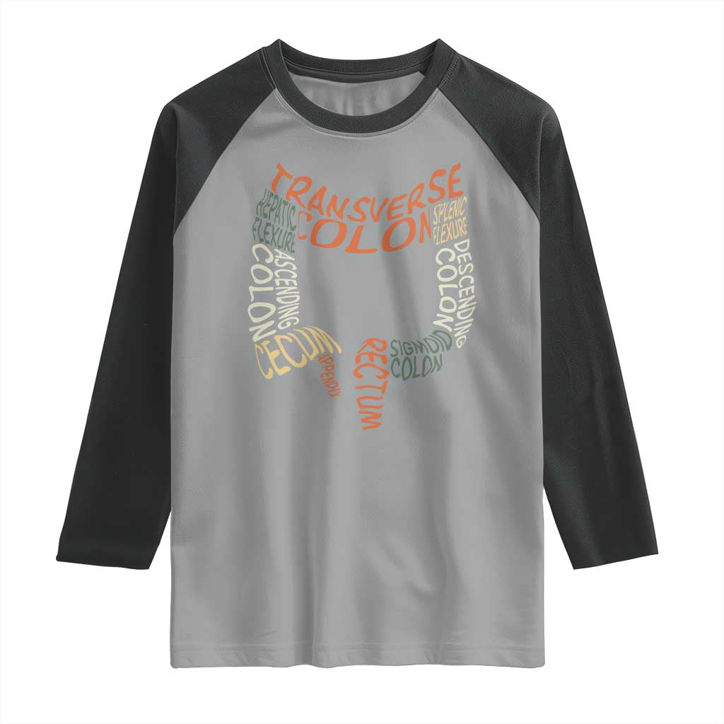 Funny GI Endoscopy Nurse Raglan Shirt Colon Anatomy Colonoscopy