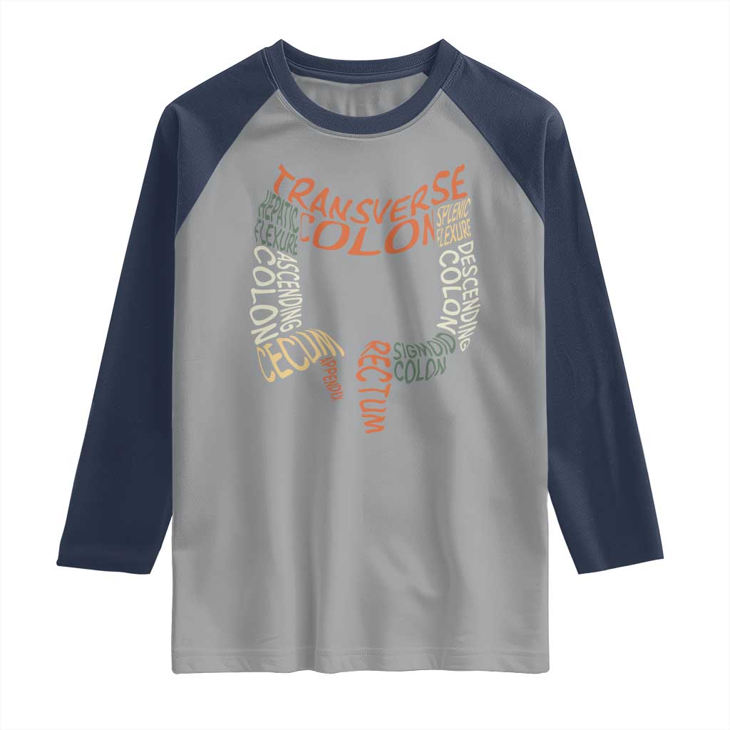 Funny GI Endoscopy Nurse Raglan Shirt Colon Anatomy Colonoscopy