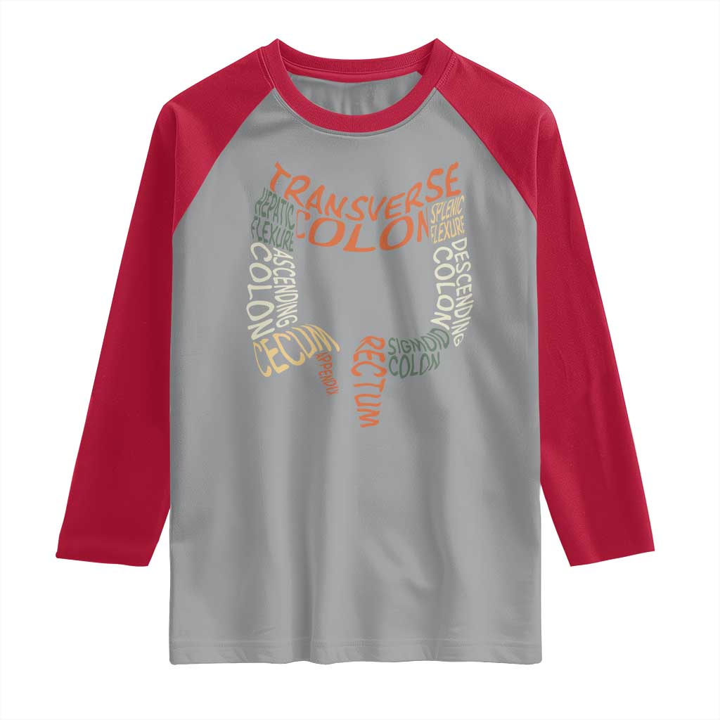 Funny GI Endoscopy Nurse Raglan Shirt Colon Anatomy Colonoscopy