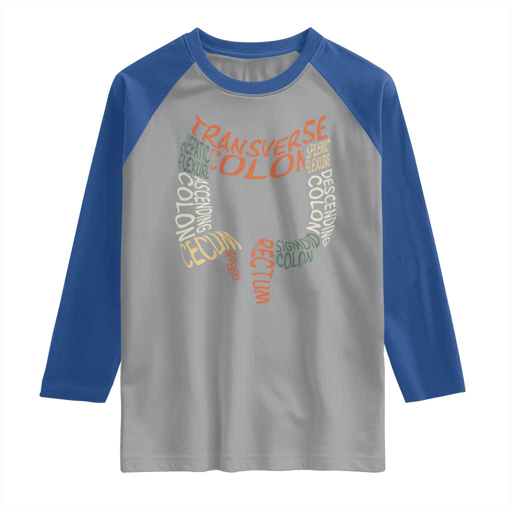 Funny GI Endoscopy Nurse Raglan Shirt Colon Anatomy Colonoscopy