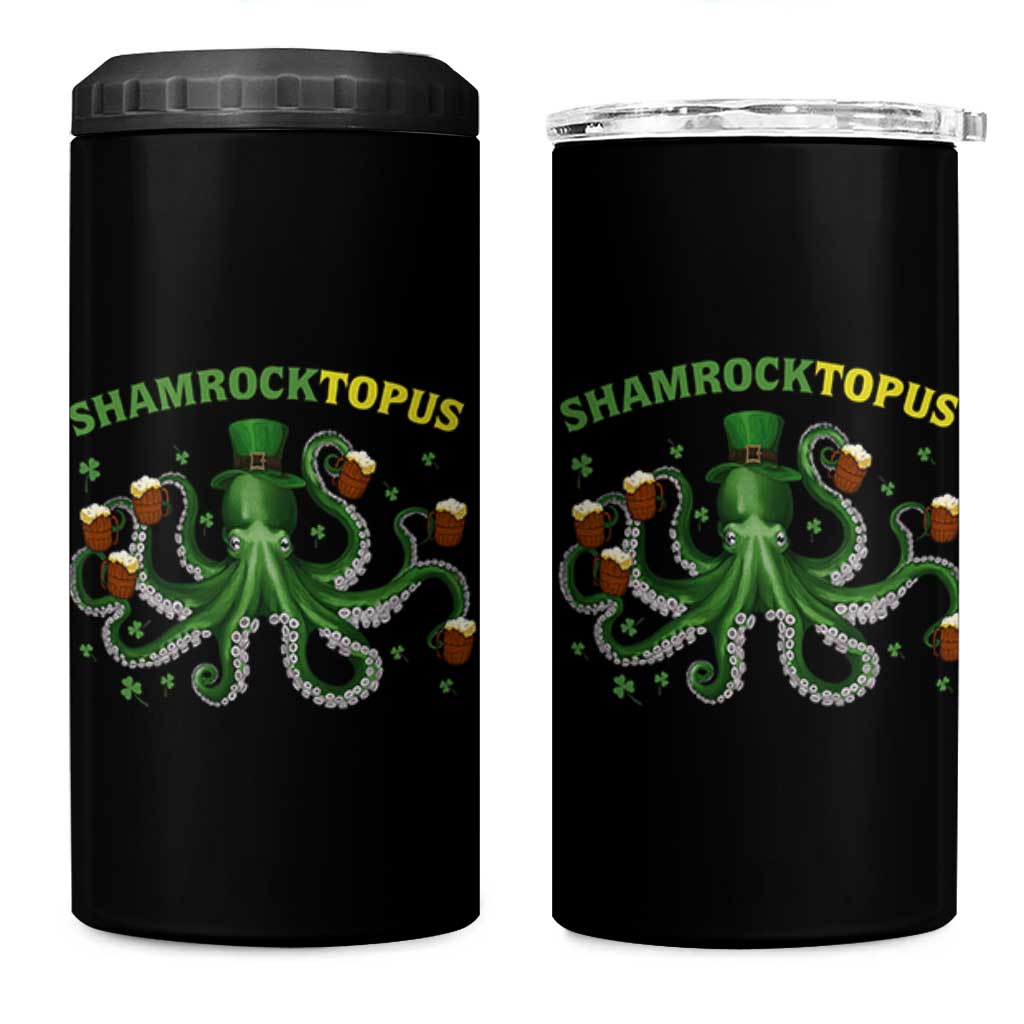 Funny St Patrick's Day Octopus Shamrocktopus 4 in 1 Can Cooler Tumbler Irish Beer Mug