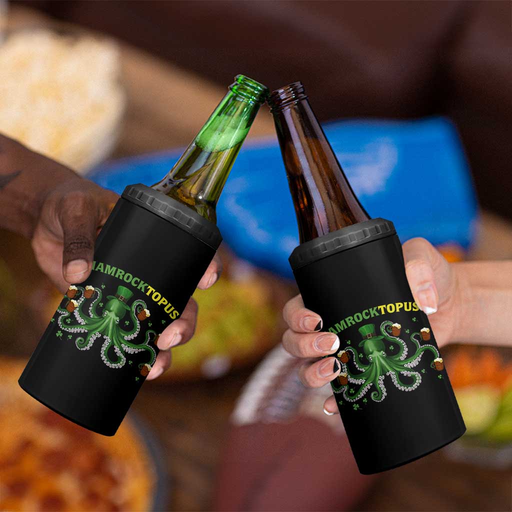 Funny St Patrick's Day Octopus Shamrocktopus 4 in 1 Can Cooler Tumbler Irish Beer Mug