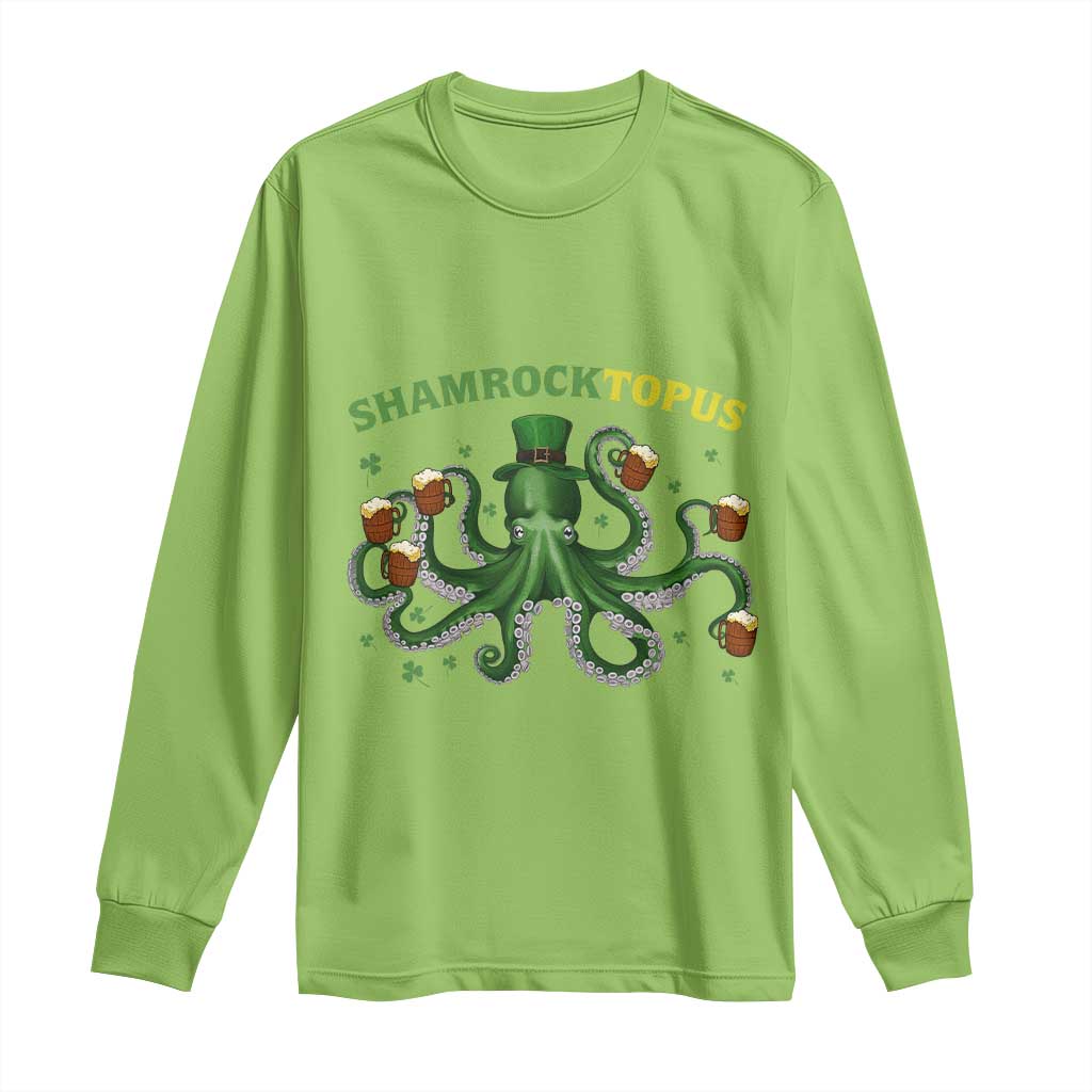 Funny St Patrick's Day Octopus Shamrocktopus Long Sleeve Shirt Irish Beer Mug