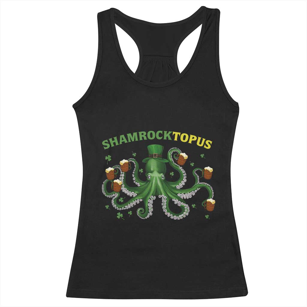 Funny St Patrick's Day Octopus Shamrocktopus Racerback Tank Top Irish Beer Mug