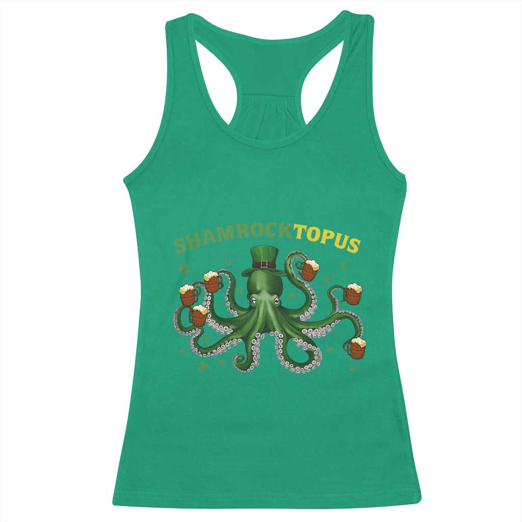 Funny St Patrick's Day Octopus Shamrocktopus Racerback Tank Top Irish Beer Mug
