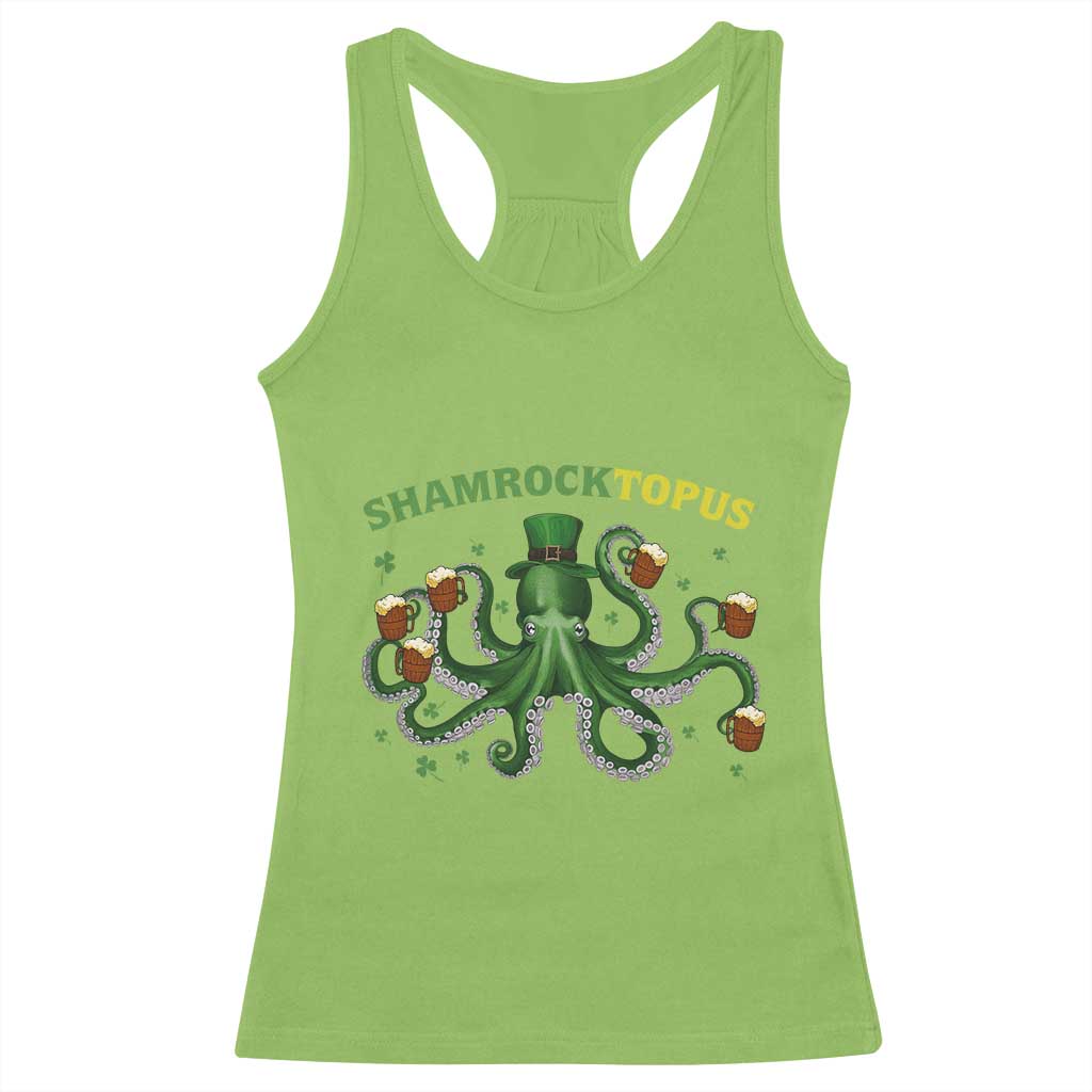 Funny St Patrick's Day Octopus Shamrocktopus Racerback Tank Top Irish Beer Mug
